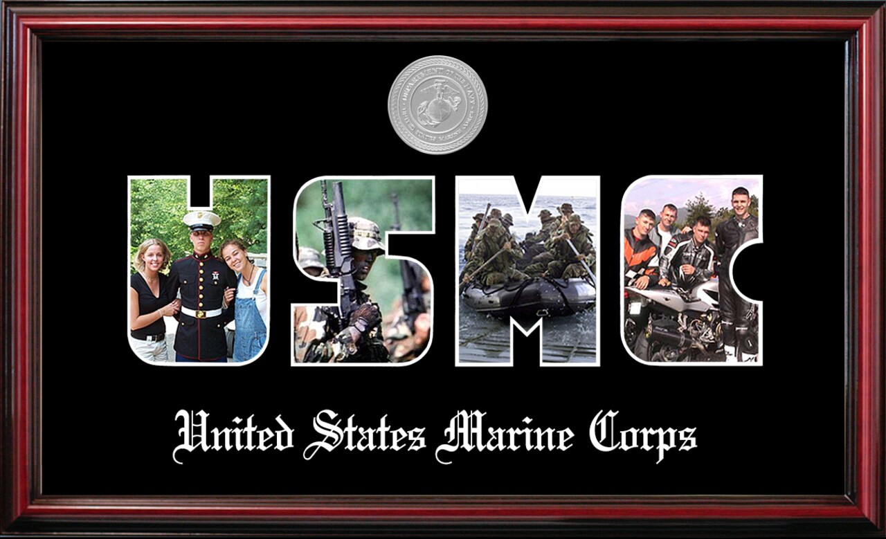 Patriot Frames Marine Collage Photo Petite Frame with Silver Medallion
